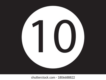
Number 10 over white circle in black background