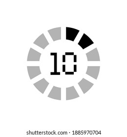 Number 10, ten. Vector illustration of countdown loading with digital numbers. Isolated on an editable blank background.
