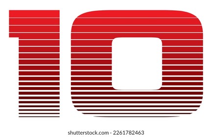 Number 10 Vector Illustration. Red Number Ten Isolated On A White Background
