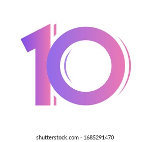 Number 10 vector symbol or simple colorful ten text isolated on white background modern design