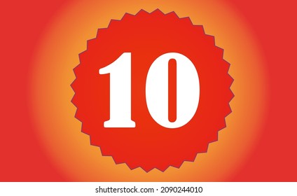 Number 10 in white color in circular shape on red background.