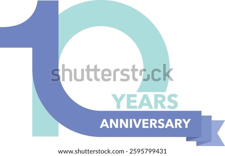 Number 10 years anniversary two color blue and light sky blue.
