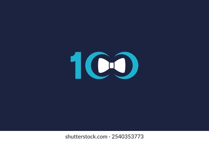 Number 100 with bow tie logo icon design vector design template inspiration