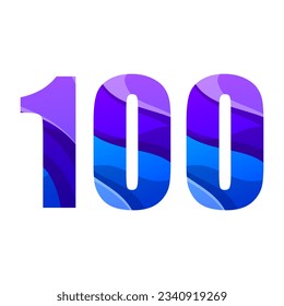 number 100 colorful logo design