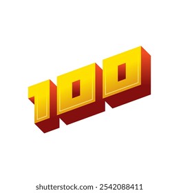 Number 100 logo. cubic number 100 concept. 100 number concept for business, education world