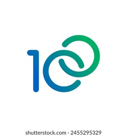 number 100 logo on white background. 100th anniversary logo