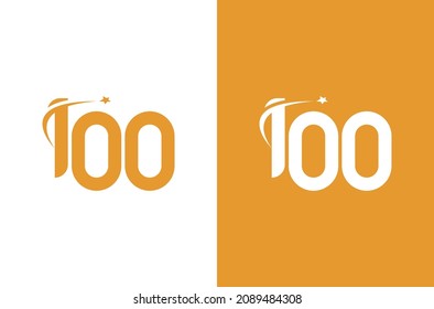 Number 100 logo with star concept. Logo for anniversary or vector element