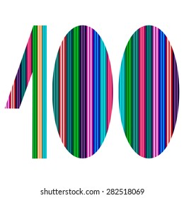 Number 100 made with color bars. Suitable for themes like anniversary, birthday. File with gradient.