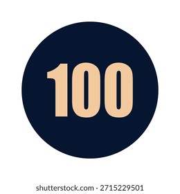 a number 100 on a blue background icon vector design