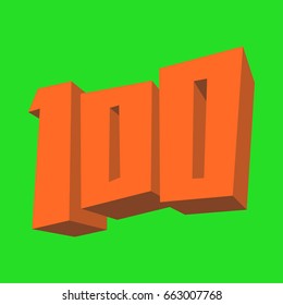 Number 100 / One Hundred Cool Trendy Text Graphic