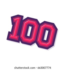 Number 100 / One Hundred Cool Trendy Text Graphic