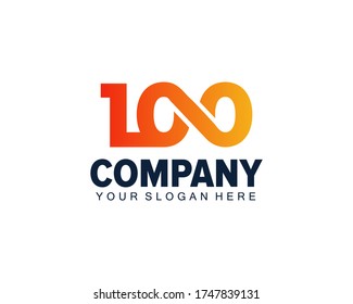 number 100 typographic iconic logo vector design. 