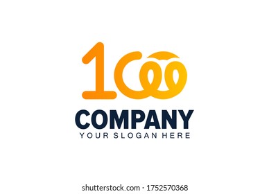 number 100 typographic iconic logo vector design.