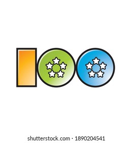 number 100 vector icon isolated on white