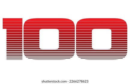 Number 100 Vector Illustration. Red Number One Hundred Isolated On A White Background
