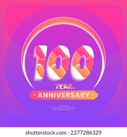 Number 100 vector logos for Anniversary Celebration Isolated on Violet background, Vector Design for Celebration, Invitation Card, and Greeting Card.