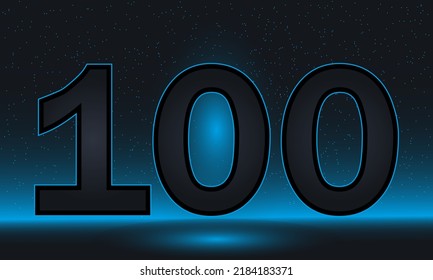 Number 100 vector. Luxury blue number 100 with luxurious modern background. vector design for celebration, invitation card and greeting card