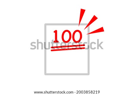 The number 100 is written on a piece of paper. Answer sheet with all correct answers. Graphic material.