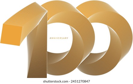 The number 100,100th Anniversary in a luxurious and symbolic style.  The design  two-tone color scheme of gold and brown, formed by the interlocking of a square and a circle.