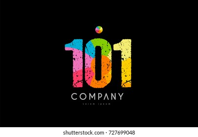 number 101 logo icon design with grunge texture and rainbow colored pattern