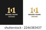 Number 101 logo or Logo Number 101 isolated on white and black background. Logo Number 101 elegant. Suitable for brand logos or products with the brand name fifteen. Number 101 logo simple gold color.