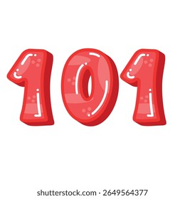 Número 101 ilustração vetorial, número 101 clip art, bonito vermelho número 101 imagem, cento e um, um oh um