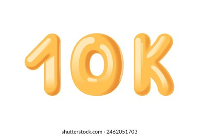 Number 10k In A Glossy Yellow 3d Style, Ideal For Visuals Related To Milestones, Achievements, And Celebrations