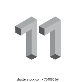 number 11 3d bar symbol vector
