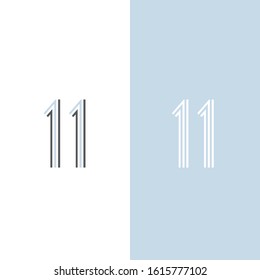 Number 11 abstract letter creative line design vector with color background
