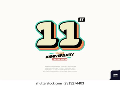 Diseño del icono del logo número 11, número del logotipo de 11 años, aniversario 11