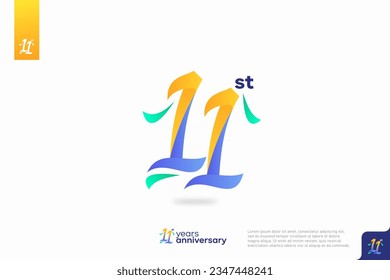 Number 11 logo icon design, 11st birthday logo number, anniversary 11