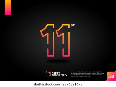 Number 11 logo icon design, 11st birthday logo number, anniversary 11