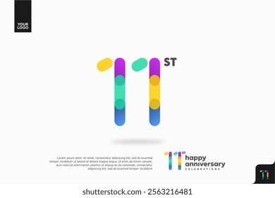 Number 11 logo icon design, 11st birthday logo number, anniversary 11