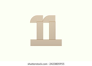 Number 11 Logo. Monogram Number 11 logo multi line style. usable for business logos and anniversary. flat design logo template. vector illustration