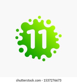 Number 11 with molecule Logo design. Lab Logo Design Element , Design Vector with Dots. - VECTOR