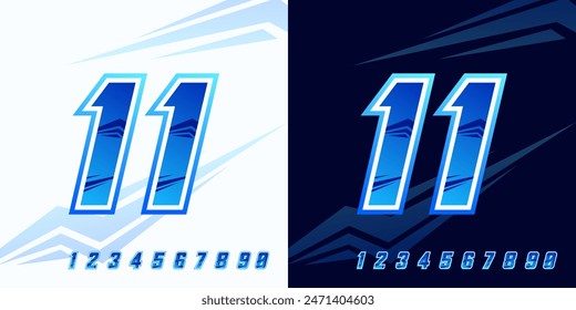 number 11 racing blue color for sports, racing, and esports and jersey