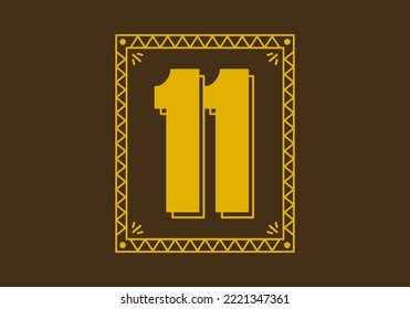 Number 11 in retro rectangle frame design