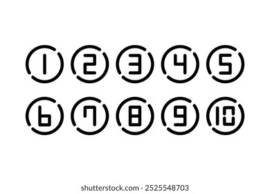 Número 1-10 da coleção de tópicos de ponto. Adequado para negócios, infográfico, apresentação, relatório. Ilustração isolada de design de vetor decorativo plano.