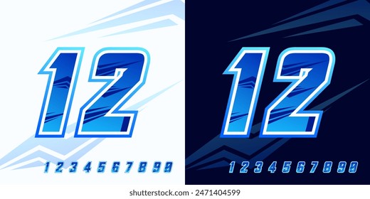 número 12 blue racing para deportes, carreras y esports y jersey