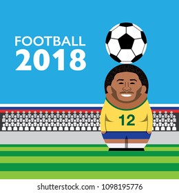 Number 12 football player in russian nesting dolls form standing on the stadium