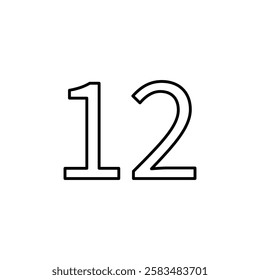number 12 icon simple filled symbol vector