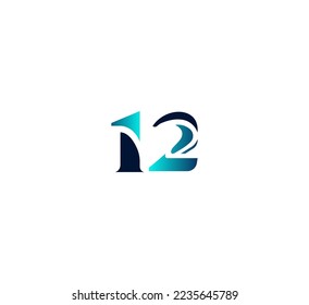 Number 12 logo design template elements. Modern abstract digital alphabet letter logo. Vector illustration.