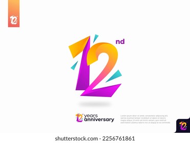 Nummer 12 Logo-Icon-Design, 12. Geburtstag-Logo-Nummer, 12. Jubiläum