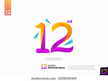 Number 12 logo icon design, 12nd birthday logo number, 12nd anniversary.