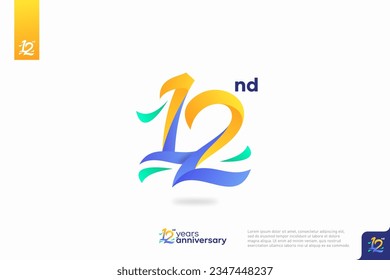 Diseño del icono del logo número 12, número del logo de 12 años, aniversario 12