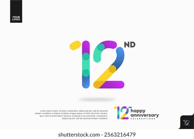 Number 12 logo icon design, 12nd birthday logo number, anniversary 12