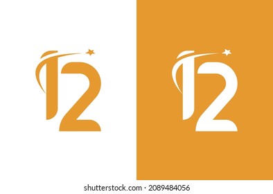 Number 12 logo with star concept. Logo for anniversary or vector element