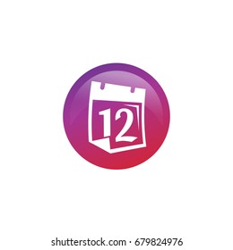 number 12 on calendar within a circle, icon design, isolated on white background. 
