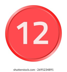La fuente blanca número "12" está impresa dentro de un círculo rojo.