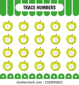 Number 1-20. Trace and write. Handwriting practice for kids. Learning numbers for kids. Education developing worksheet. Activity page. 